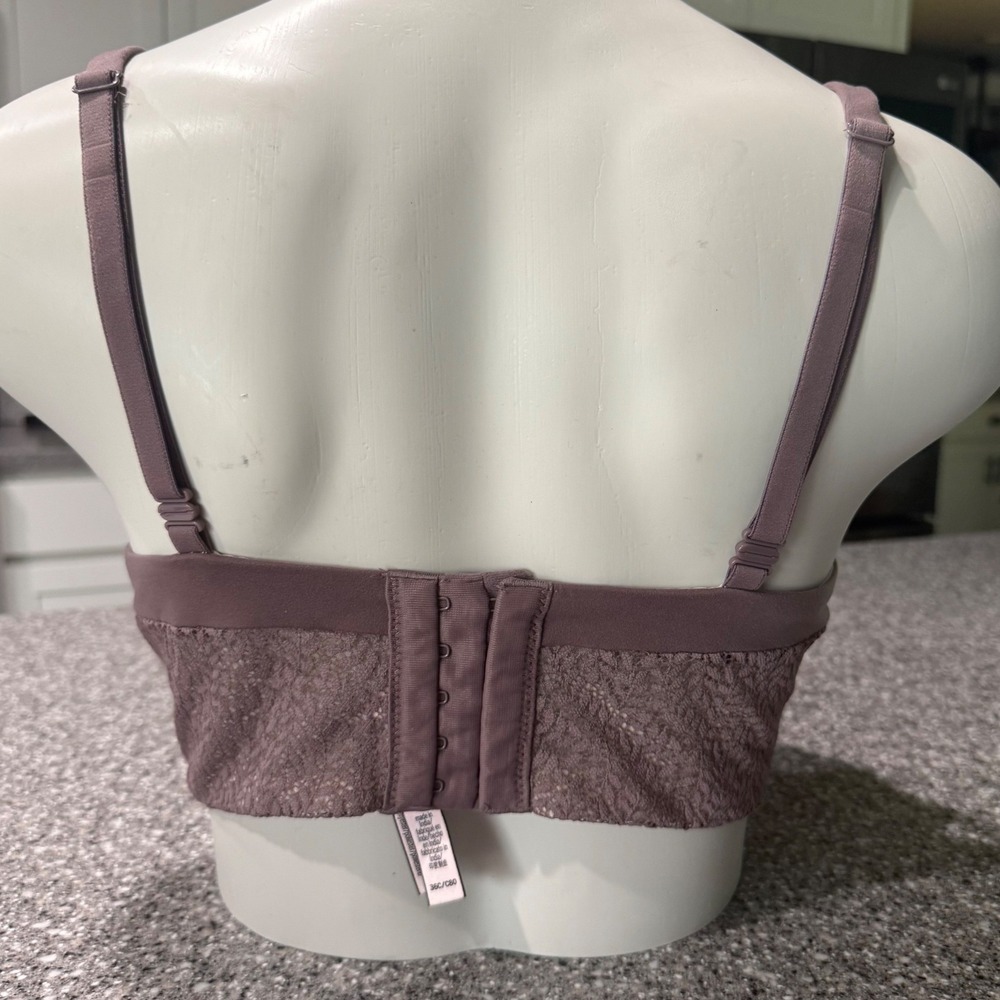 Victorias Secret Lined Demi Longline Bra Lace Mauve 36C Underwire Romantic - Picture 2 of 6